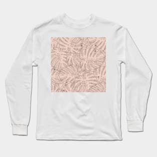 Seamless Leaves Draw Background Fashion Print Long Sleeve T-Shirt